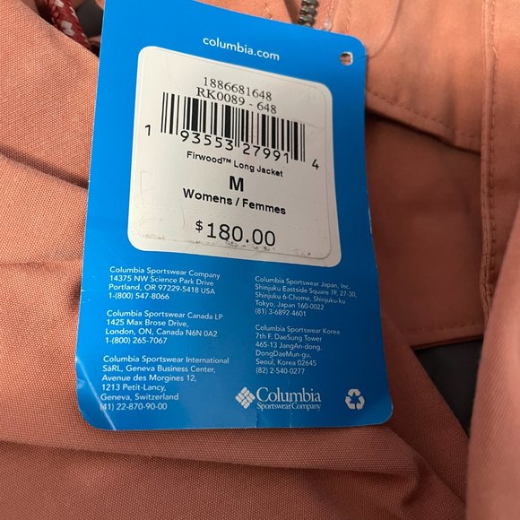 Columbia Womens Long Jacket Cedar Blush Authentic Waterproof Classic Fit - Picture 4 of 8